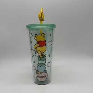 Silver Buffalo Disney Winnie the Pooh Hunny Pot Carnival Cup Lid Straw 24oz New
